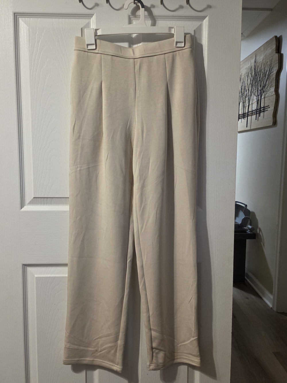 Women's Cream Straight-Leg Dress Pants